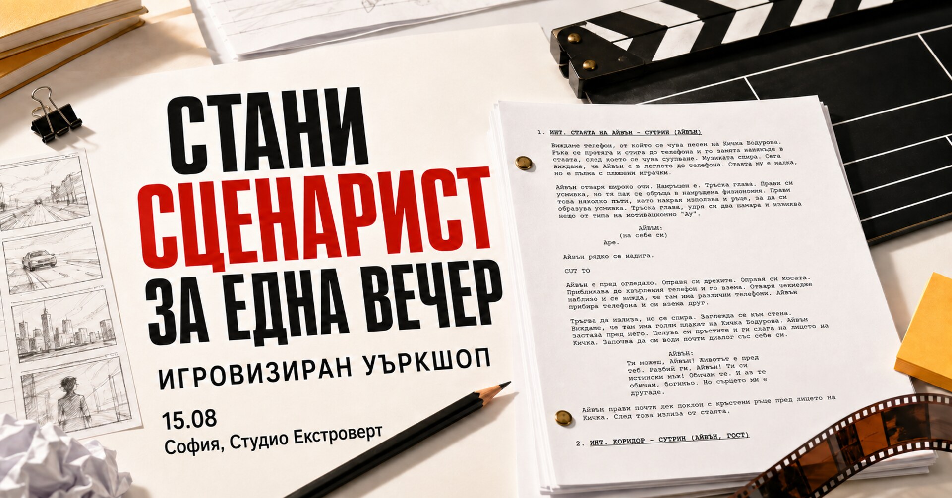 Стани сценарист за една вечер | Игровизиран уъркшоп
